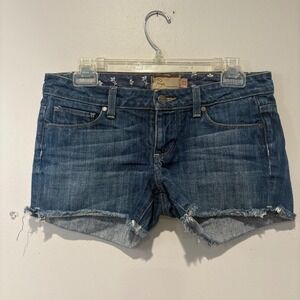 Paige‎ Premium Denim Blue Jean Shorts Womens Size 27 Frayed Hem Low Rise